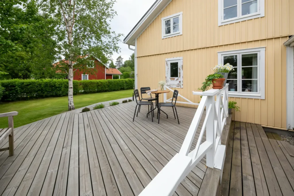 juli r perfekt f r att m la uteplatsen s skyddar du tr detaljer mot sol regn och slitage