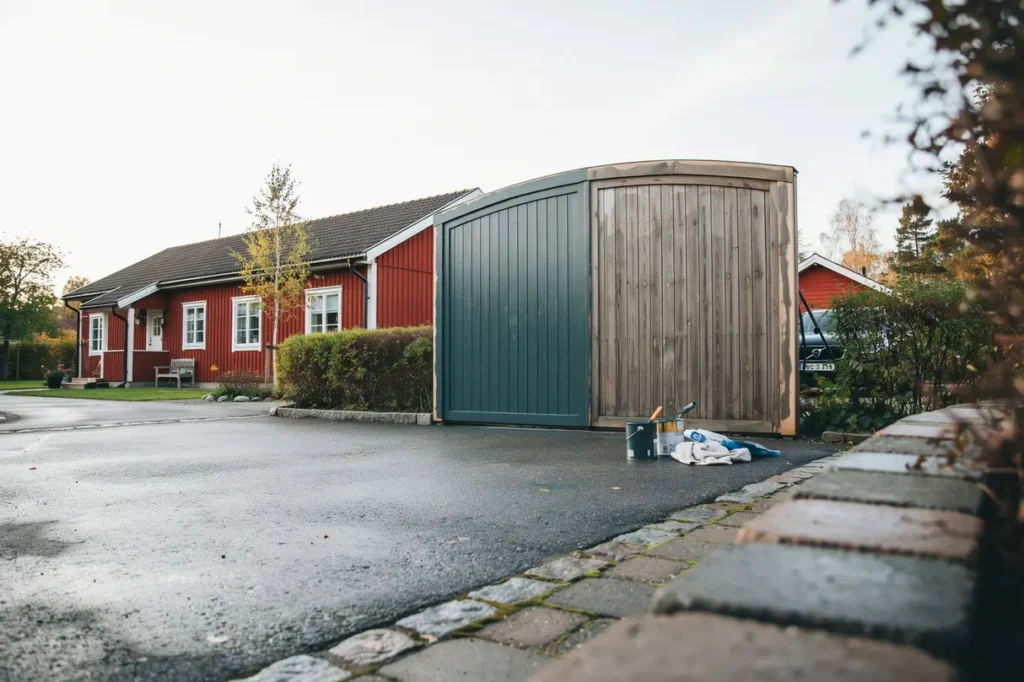 m la garageporten r tt kul rval f rarbete och f rg som t l svenskt klimat